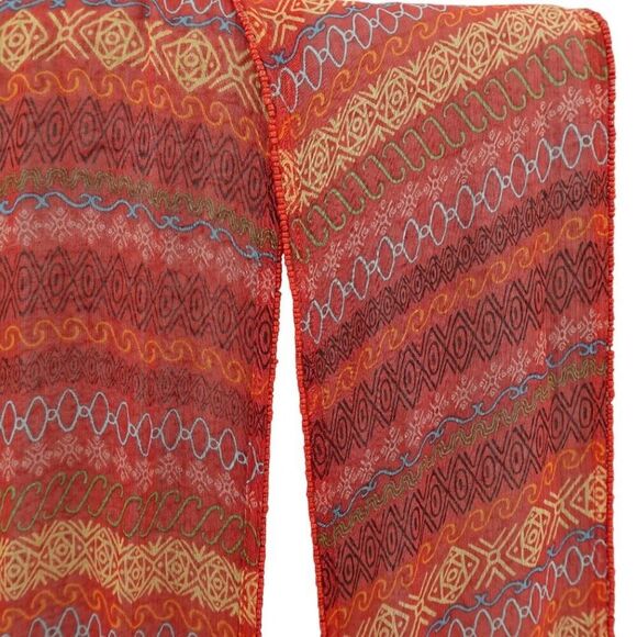 Talbots Geometric Red Orange Beaded Scarf - Picture 6 of 7